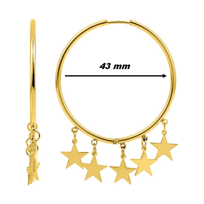 Boucles d’oreilles créoles Etoile Femme Acier inoxydable doré ROBBEZ MASSON, diamètre