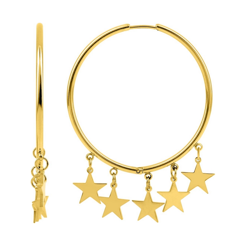 Boucles d’oreilles créoles Etoile Femme Acier inoxydable doré ROBBEZ MASSON