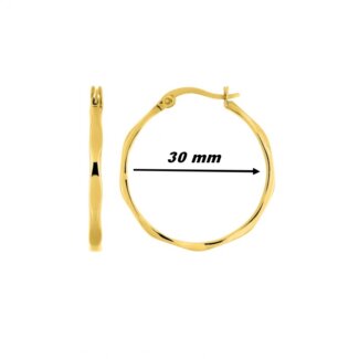 Boucles d’oreilles créoles ondulées Femme Acier inoxydable doré ROBBEZ MASSON, diamètre