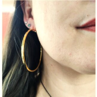 Boucles d’oreilles créoles Femme Acier inoxydable doré ROBBEZ MASSON, portées