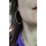 Boucles d’oreilles créoles Femme Acier inoxydable doré ROBBEZ MASSON portées
