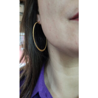Boucles d’oreilles créoles Femme Acier inoxydable doré ROBBEZ MASSON portées