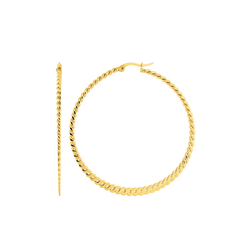 boucles-oreilles-creoles-femme-acier-inoxydable-doré-robbez-masson-435316 Boucles d’oreilles créoles Femme Acier inoxydable doré ROBBEZ MASSON