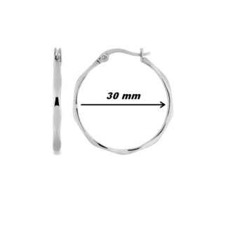 Boucles d’oreilles créoles ondulées Femme Acier inoxydable ROBBEZ MASSON, diamètre