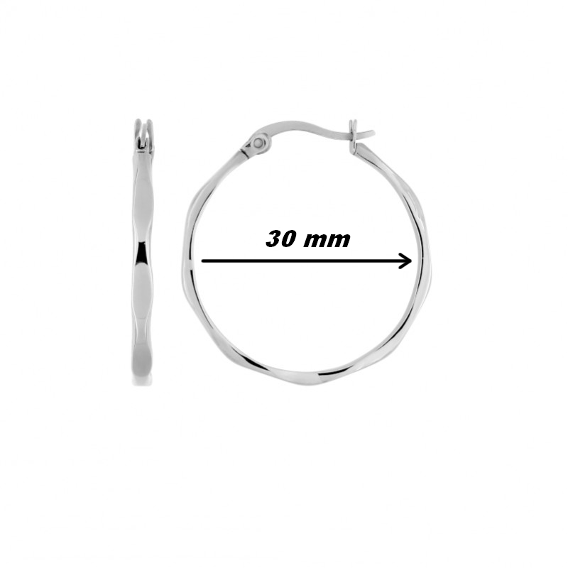 Boucles d’oreilles créoles ondulées Femme Acier inoxydable ROBBEZ MASSON, diamètre