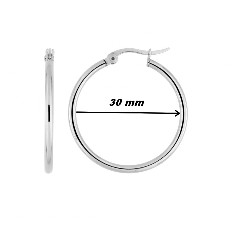 boucles-oreilles-creoles-femme-acier-inoxydable-robbez-masson-435218-diametre Boucles d’oreilles créoles Femme, Acier inoxydable ROBBEZ MASSON 30 mm, diamètre