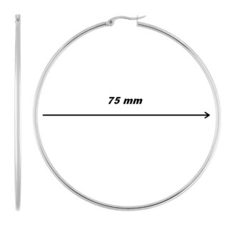 Boucles d’oreilles créoles Femme, Acier inoxydable ROBBEZ MASSON 75 mm, diamètre
