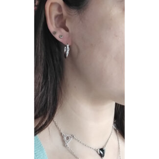 Boucles d’oreilles créoles Femme Argent 925/1000 et Oxydes de zirconium LOTUS LP2007-4/1 portées