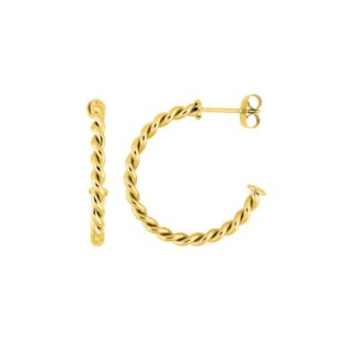 Boucles d’oreilles demi créoles torsadées Femme Acier inoxydable doré ROBBEZ MASSON