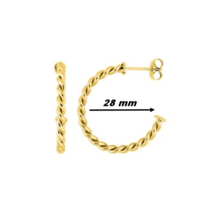 Boucles d’oreilles demi créoles torsadées Femme Acier inoxydable doré ROBBEZ MASSON, diamètre
