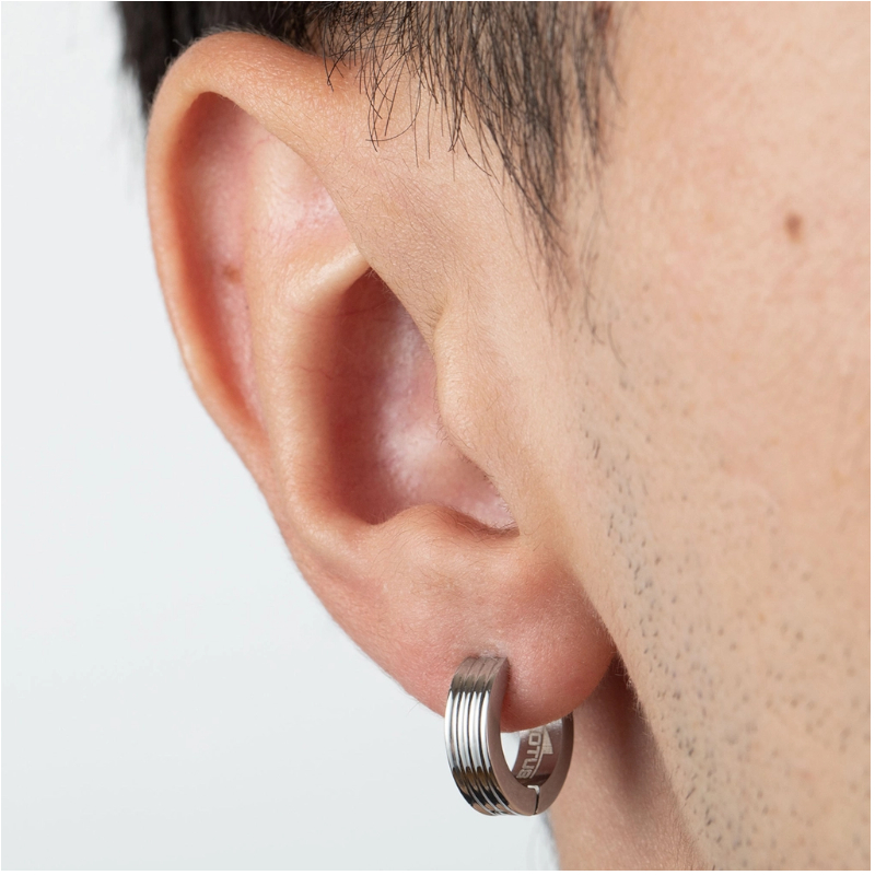 Boucles d’oreilles créoles Homme Acier inoxydable LOTUS LS2154-4/1 portées