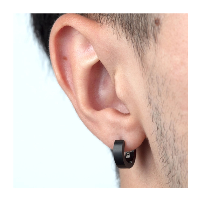 boucles-oreilles-creoles-homme-acier-inoxydable-noir-LOTUS-LS2160-4-1-portées Boucles d’oreilles créoles Homme Acier inoxydable noir LOTUS LS2160-4/5 portées