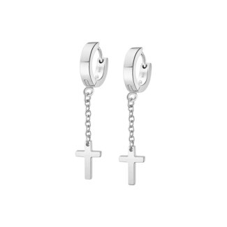 Boucles d’oreilles créoles pendantes Croix Acier inoxydable LOTUS LS2173-4/1