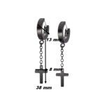 Boucles d’oreilles créoles pendantes Croix Acier inoxydable noir LOTUS LS2173-4/2, dimensions