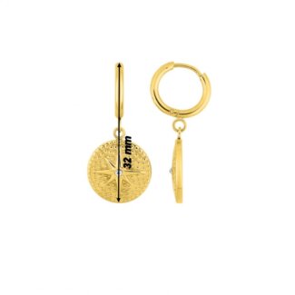 Boucles d’oreilles créoles pendantes Femme Acier inoxydable doré ROBBEZ MASSON, dimensions
