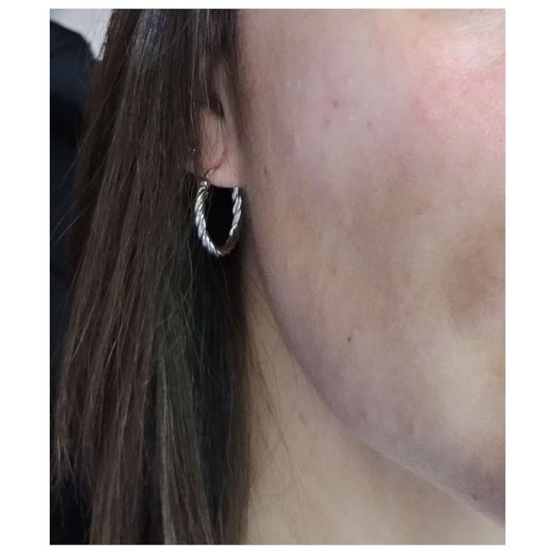 Boucles d’oreilles créoles torsadées Femme Argent 925/1000 LOTUS LP3278-4/1 portées