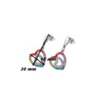 Boucles d’oreilles pendantes double Cœur Femme Acier inoxydable et strass de couleurs LOTUS LS1943-4/2, dimensions