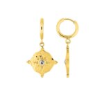 Boucles d’oreilles créoles pendantes Femme Acier inoxydable doré et strass ROBBEZ MASSON