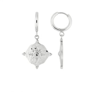 Boucles d’oreilles créoles pendantes Femme Acier inoxydable et strass ROBBEZ MASSON