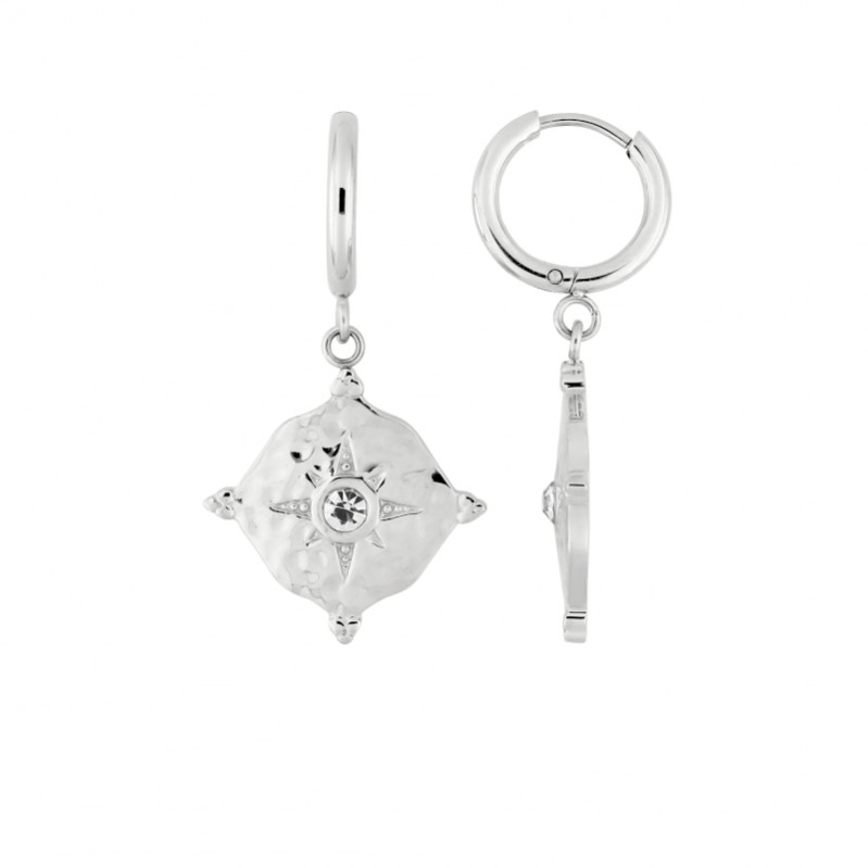 Boucles d’oreilles créoles pendantes Femme Acier inoxydable et strass ROBBEZ MASSON