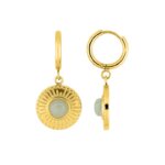 Boucles d’oreilles créoles pendantes Femme Acier inoxydable doré et Jade verte synthétique ROBBEZ MASSON