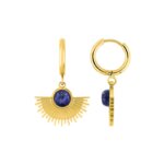 Boucles d’oreilles créoles pendantes Femme Acier inoxydable doré et Lapis synthétique ROBBEZ MASSON