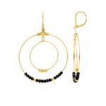 Boucles d’oreilles pendantes Femme Acier inoxydable doré et Cristal noir synthétique ROBBEZ MASSON