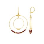 Boucles d’oreilles pendantes Femme Acier inoxydable doré et Cristal rouge synthétique ROBBEZ MASSON