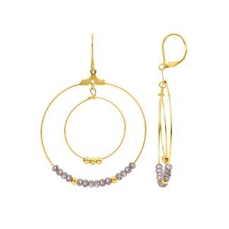 Boucles d’oreilles pendantes Femme Acier inoxydable doré et Cristal rose synthétique ROBBEZ MASSON