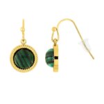 Boucles d’oreilles pendantes Femme Rond Acier inoxydable doré et Malachite synthétique ROBBEZ MASSON