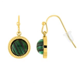 Boucles d’oreilles pendantes Femme Rond Acier inoxydable doré et Malachite synthétique ROBBEZ MASSON