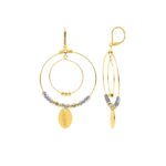 Boucles d’oreilles pendantes Plume Femme Acier inoxydable doré et Cristal gris synthétique ROBBEZ MASSON