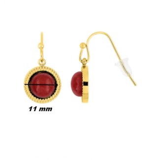 Boucles d’oreilles pendantes Femme Rond Acier inoxydable doré et Rubis synthétique ROBBEZ MASSON, diamètre