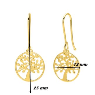 Boucles d’oreilles pendantes Femme Arbre de vie Or jaune 750/1000 ROBBEZ MASSON, dimensions