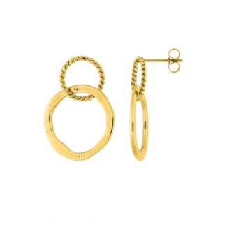Boucles d’oreilles pendantes double cercle Femme Acier inoxydable doré ROBBEZ MASSON