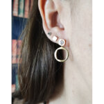 Boucles d’oreilles pendantes Femme Plaqué Or et Oxydes de zirconium MURAT portée
