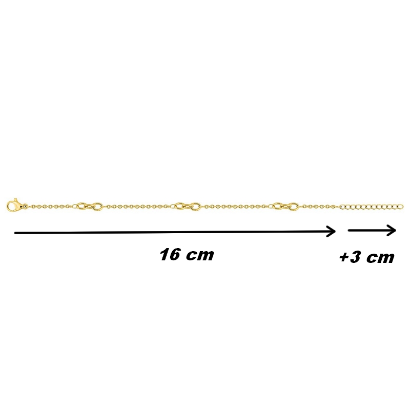 bracelet-chaine-femme-acier-inoxydable-doré-robbez-masson-431074B-dimensions Bracelet chaîne Femme Acier inoxydable doré ROBBEZ MASSON, dimensions