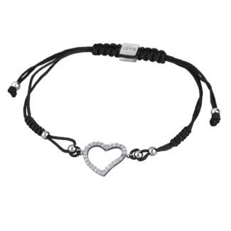 Bracelet cordon noir Femme Cœur Argent 925/1000 et Oxydes de zirconium LOTUS LP1519-2/2