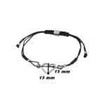 Bracelet cordon noir Femme Cœur Argent 925/1000 et Oxydes de zirconium LOTUS LP1519-2/2, dimensions
