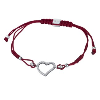 Bracelet cordon rouge Femme Cœur Argent 925/1000 et Oxydes de zirconium LOTUS LP1519-2/1