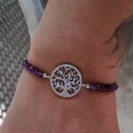 Bracelet élastique Femme Arbre de vie Argent 925/1000, pierres mauves synthétiques et Oxydes de zirconium LOTUS LP1896-2/3, zoom