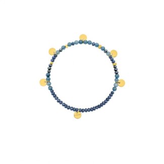 Bracelet élastique breloque Femme Acier inoxydable doré et Lapis synthétique ROBBEZ MASSON
