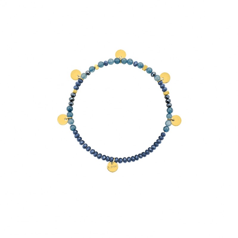Bracelet élastique breloque Femme Acier inoxydable doré et Lapis synthétique ROBBEZ MASSON