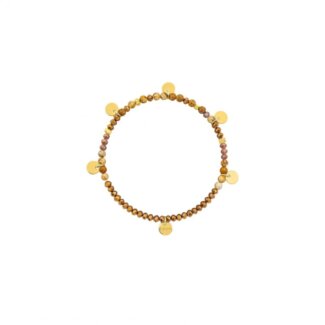 Bracelet élastique breloque Femme Acier inoxydable doré et Œil de tigre synthétique ROBBEZ MASSON