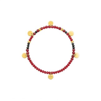 Bracelet élastique breloque Femme Acier inoxydable doré et Rubis synthétique ROBBEZ MASSON