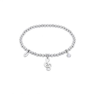 Bracelet élastique Femme Clef de Sol, Acier inoxydable et strass LOTUS LS2170-2/5
