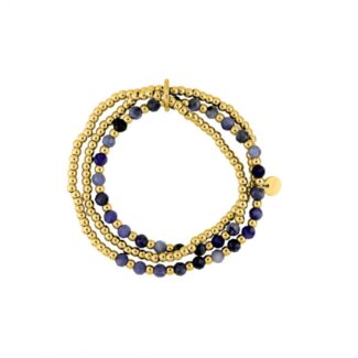 Bracelet élastique Femme Acier inoxydable doré et Lapis synthétique ROBBEZ MASSON