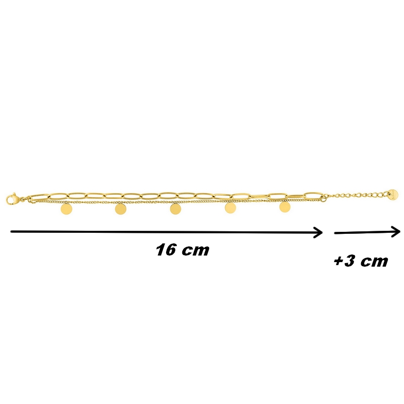 bracelet-femme-acier-inoxydable-doré-robbez-masson-433684-dimensions Bracelet breloque Femme Acier inoxydable doré ROBBEZ MASSON