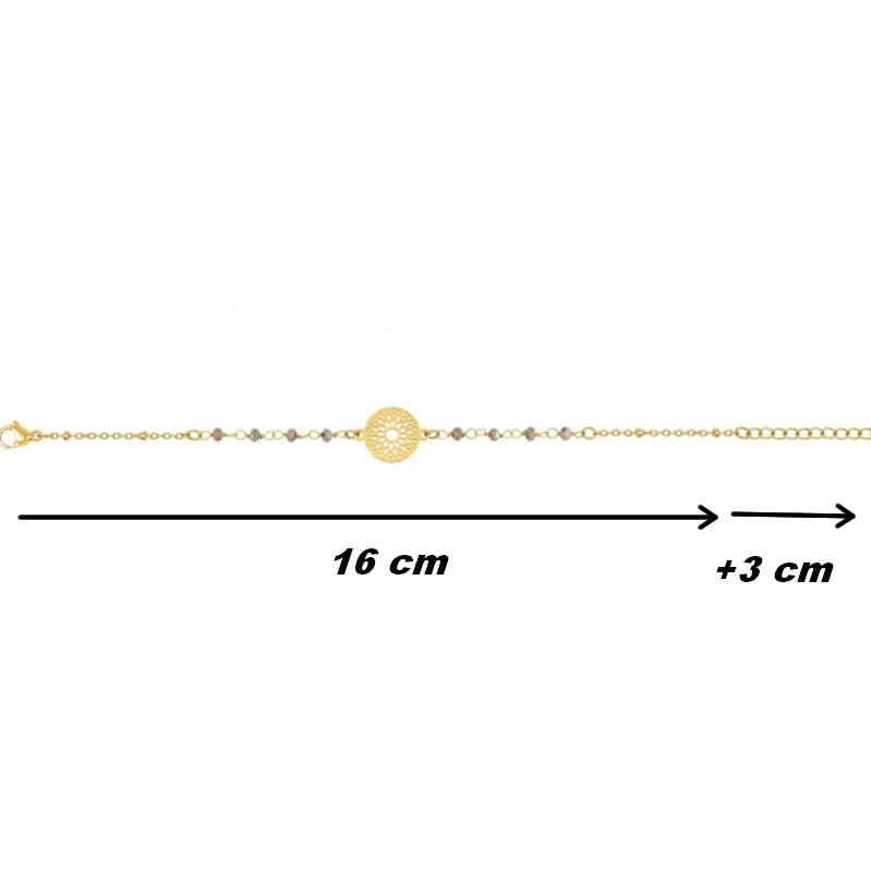 bracelet-femme-acier-inoxydable-doré-robbez-masson-433730-dimensions Bracelet Femme Acier inoxydable doré et Cristal marron synthétique ROBBEZ MASSON, dimensions