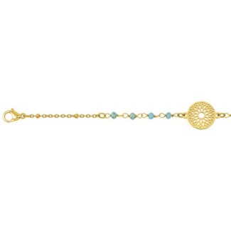 Bracelet Femme Acier inoxydable doré et Cristal turquoise synthétique ROBBEZ MASSON